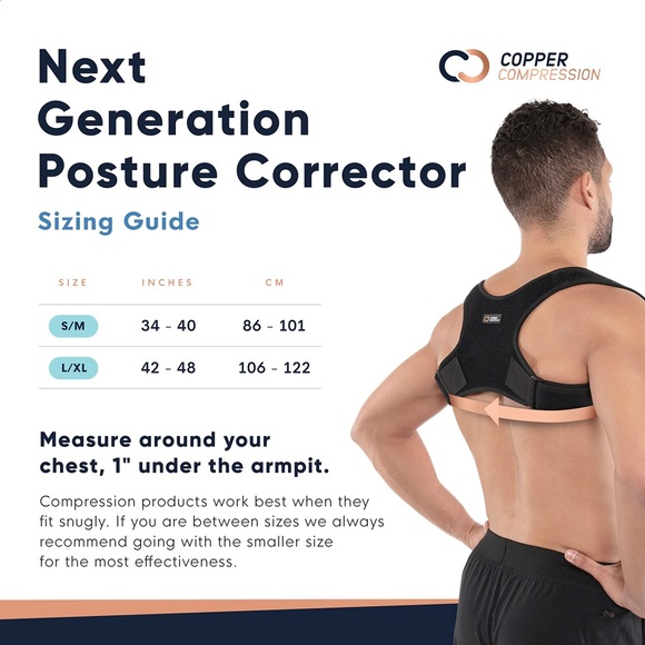 Copper Compression Posture Corrector Shoulder Brace for Men and Women size M/S - Picture 8 of 10